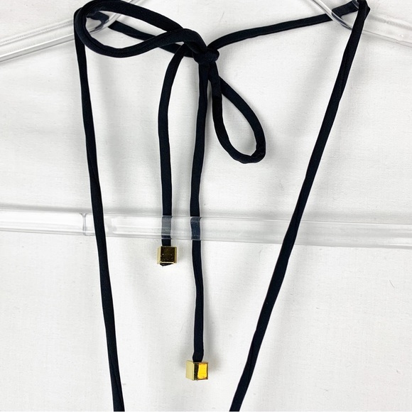 BADGLEY MISCHKA Zara Halter Tankini Top Black Tan white size 10 - Picture 10 of 15